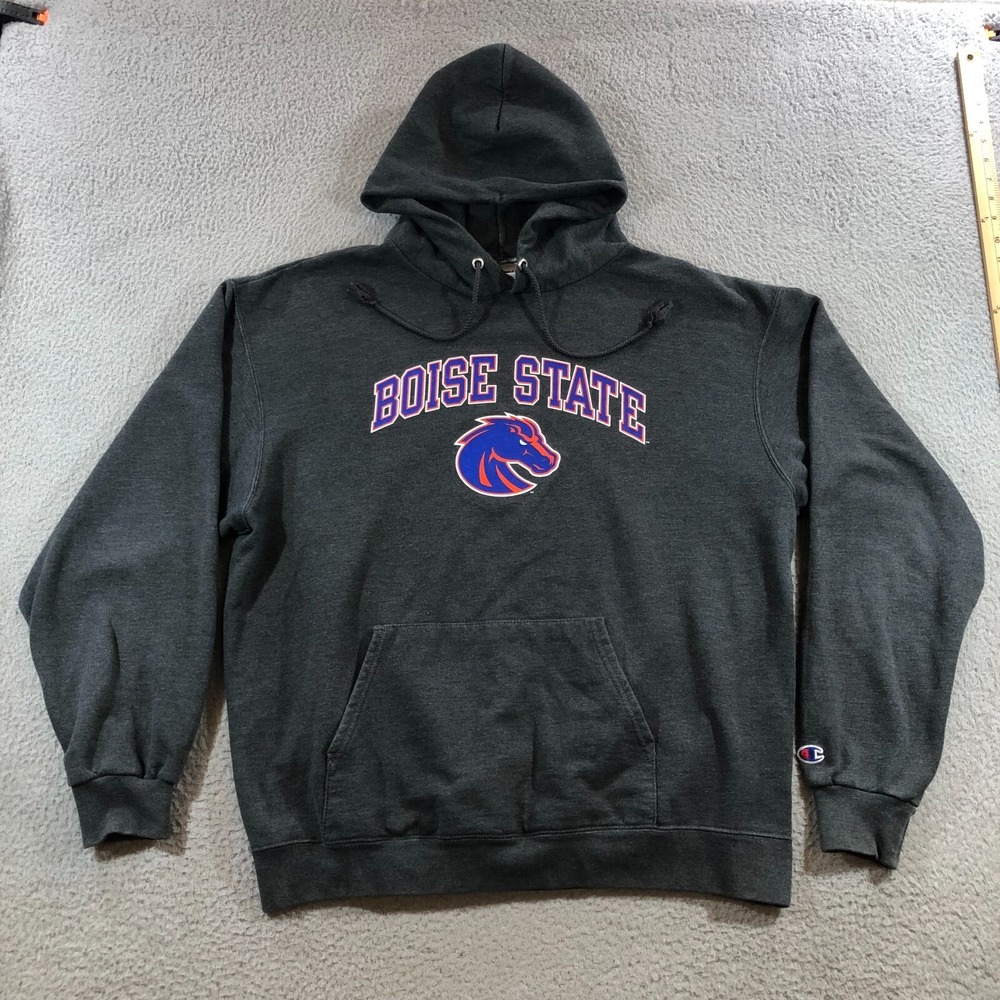 boise state pullover hoodie mens XL gray college champion
